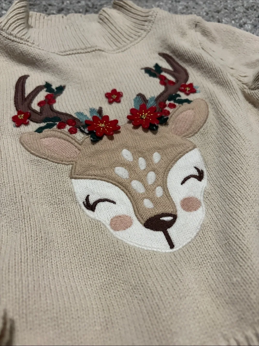 Cynthia Rowley Cream Deer Sweater with Red Plaid Skirt